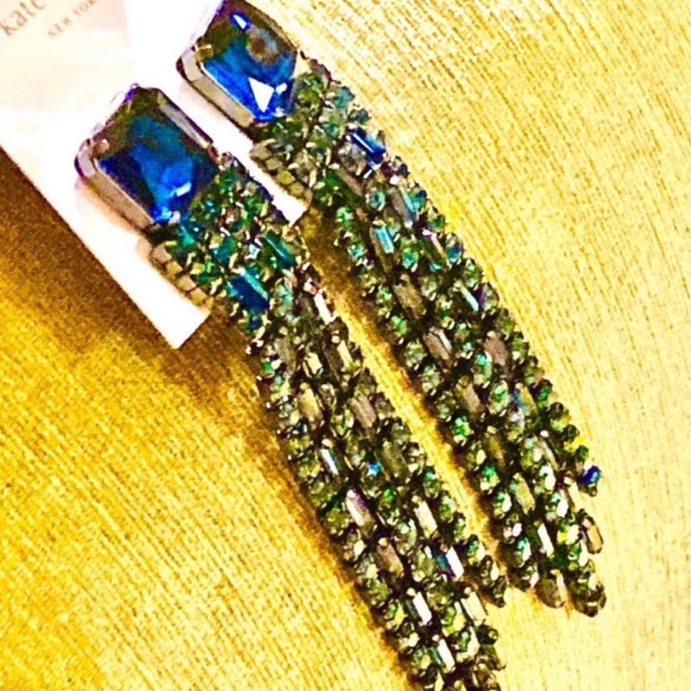 🌺🎉HP🎉🌺 NWT Kate Spade Glitzville Crystal Fringe Earrings - Picture 2 of 9